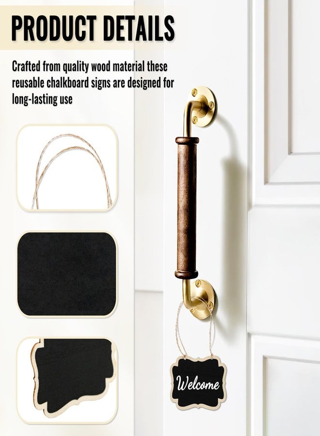 40 قطعة من ملصقات السبورة الصغيرة مع خيط لوضع العلامات، مقاس 3.35 × 2.36 بوصة، لافتات سبورة معلقة، لوحات خشبية صغيرة معلقة، ملصقات أسعار الطعام لبوفيه الحفلات (أسود) - Image 3